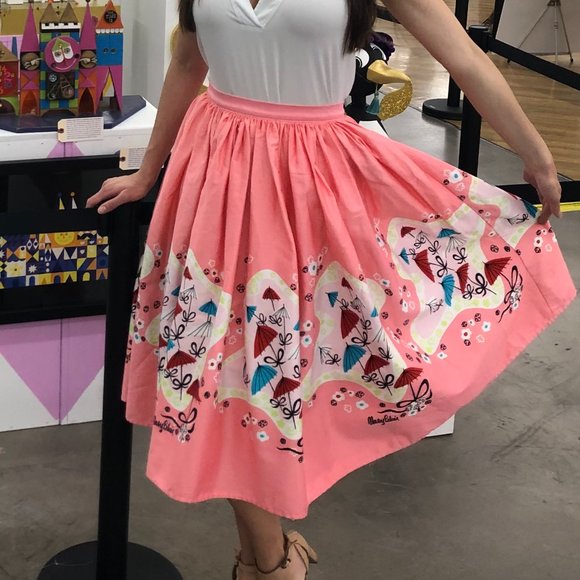 Pinup Couture Pink A-Line Skirt with Butterfly Print - Picture 9 of 9